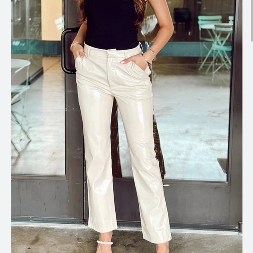 NWT Madewell Perfect Vintage Straight Pants Leather Linen
